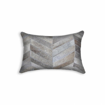 12 X 20 Gray Chevron Cowhide Throw Pillow HomeRoots