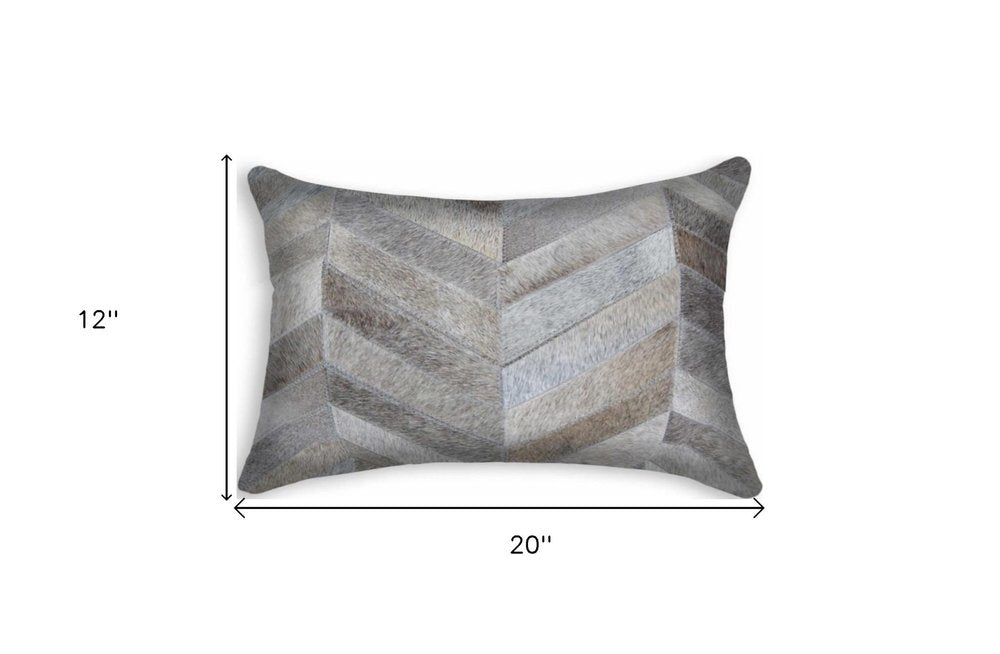 12 X 20 Gray Chevron Cowhide Throw Pillow HomeRoots
