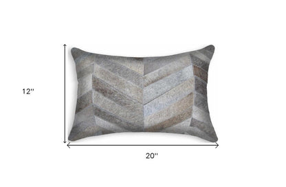 12 X 20 Gray Chevron Cowhide Throw Pillow HomeRoots
