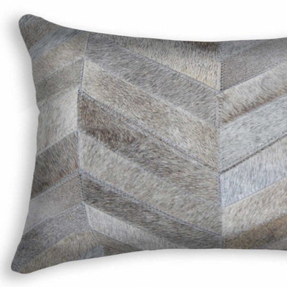 12 X 20 Gray Chevron Cowhide Throw Pillow HomeRoots