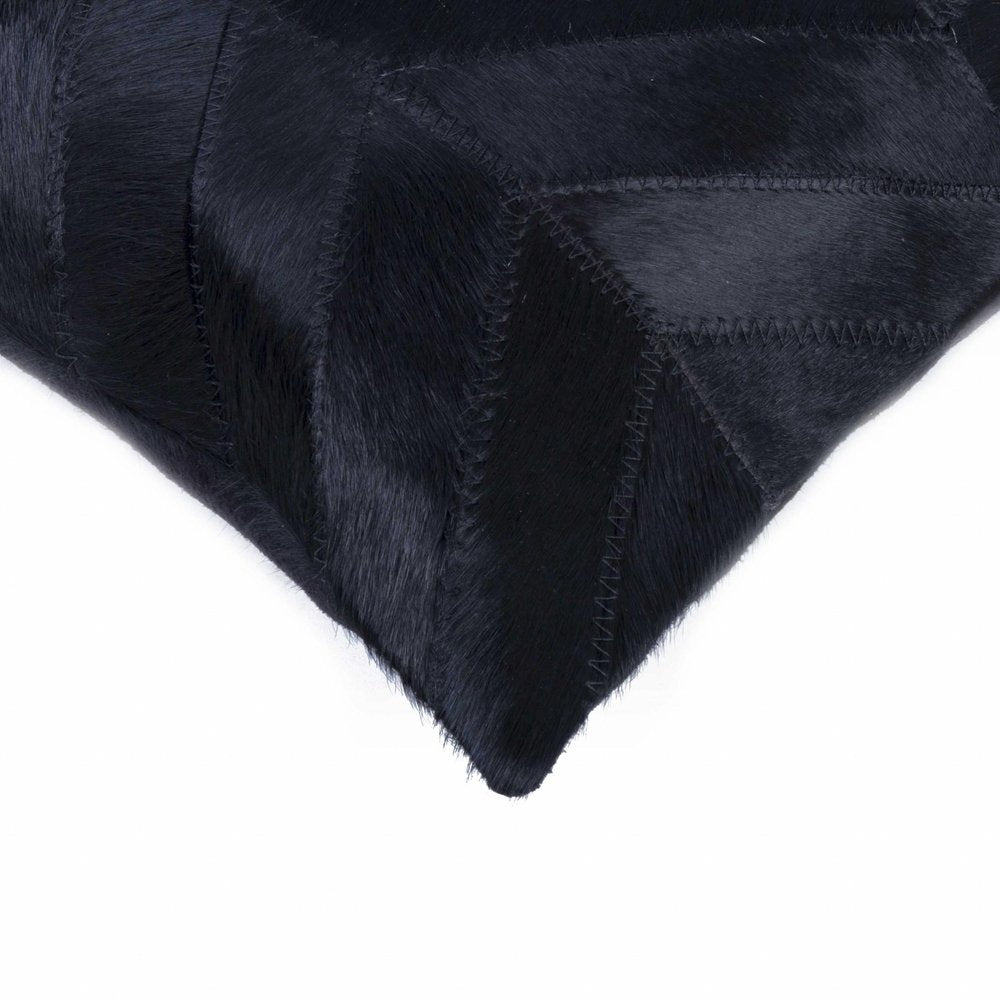12" X 20" Black Cowhide Throw Pillow — view 2