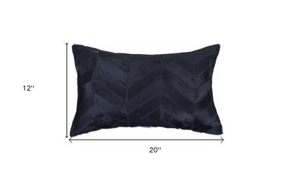 12" X 20" Black Cowhide Throw Pillow HomeRoots