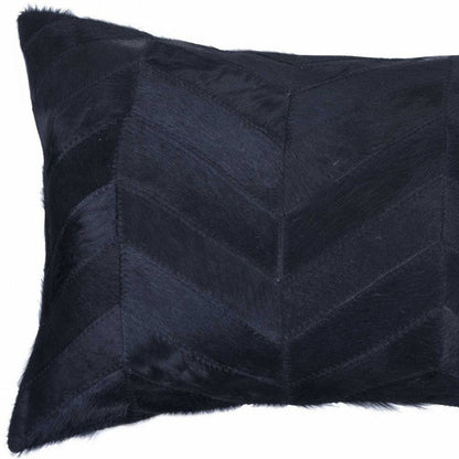12" X 20" Black Cowhide Throw Pillow HomeRoots