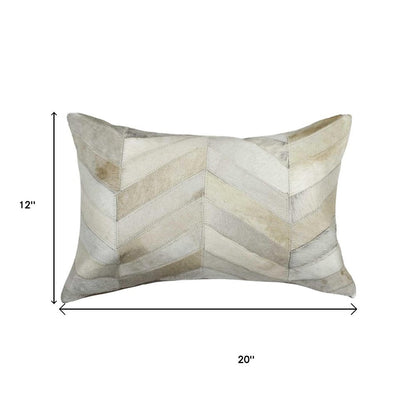 12" X 20" Natural Chevron Cowhide Throw Pillow HomeRoots
