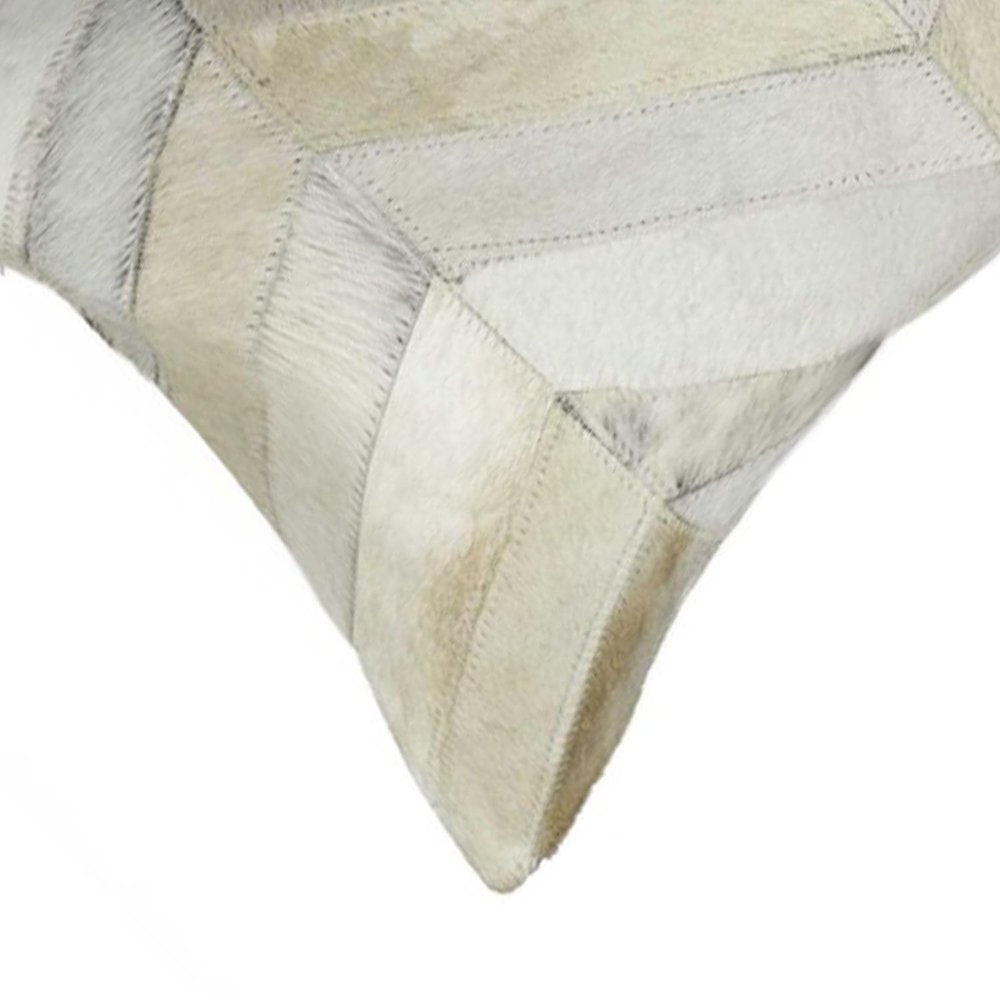 12" X 20" Natural Chevron Cowhide Throw Pillow HomeRoots