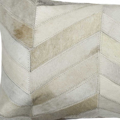 12" X 20" Natural Chevron Cowhide Throw Pillow HomeRoots