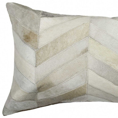 12" X 20" Natural Chevron Cowhide Throw Pillow HomeRoots