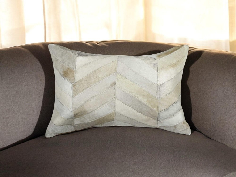 12" X 20" Natural Chevron Cowhide Throw Pillow HomeRoots