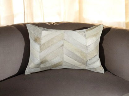 12" X 20" Natural Chevron Cowhide Throw Pillow HomeRoots