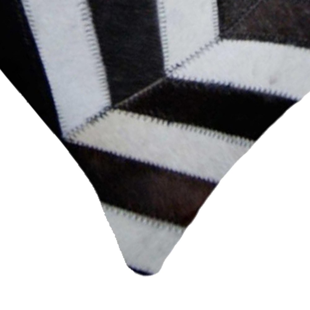 12" X 20" Chocolate Brown and Off White Chevron Cowhide Throw Pillow — view 2