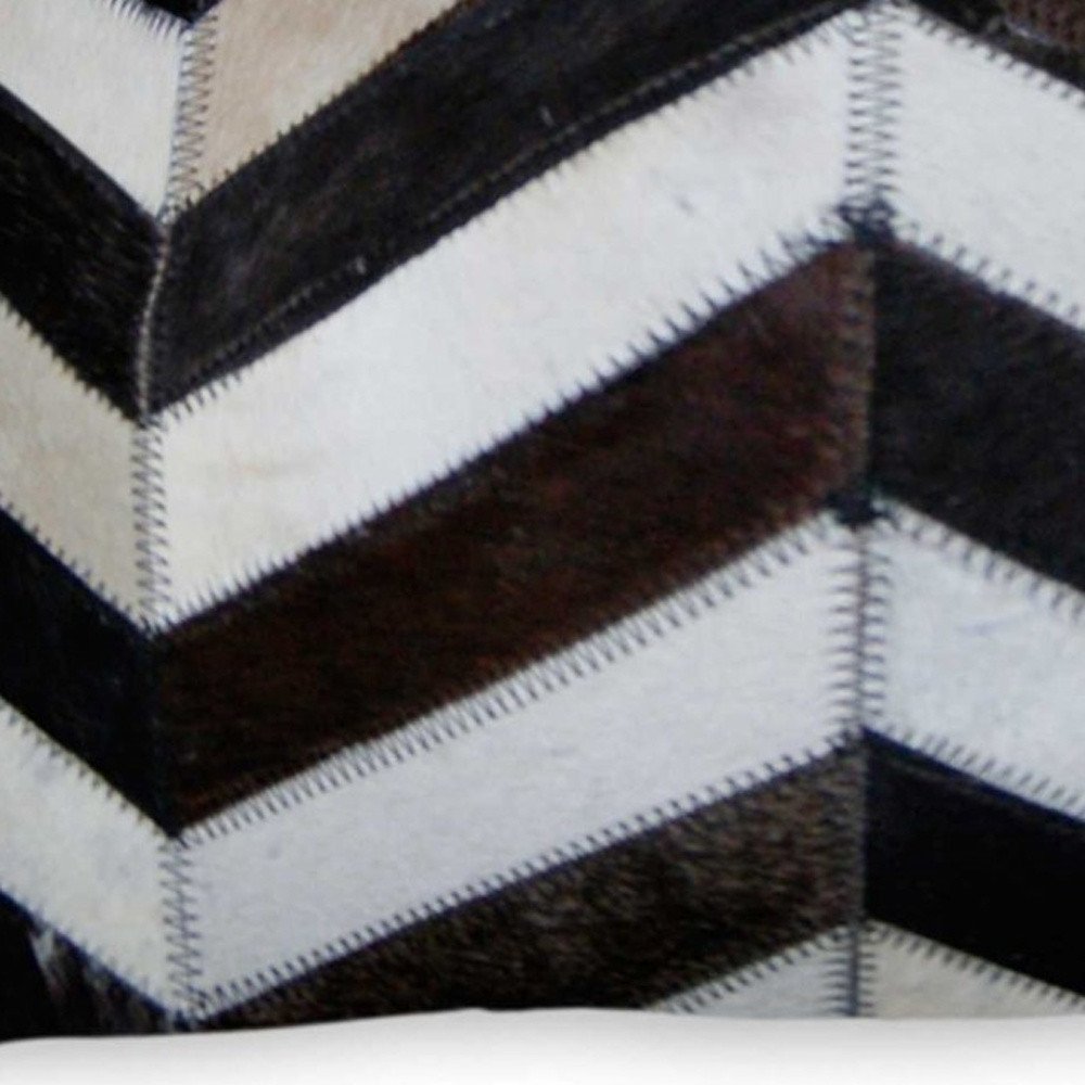 12" X 20" Chocolate Brown and Off White Chevron Cowhide Throw Pillow — view 4