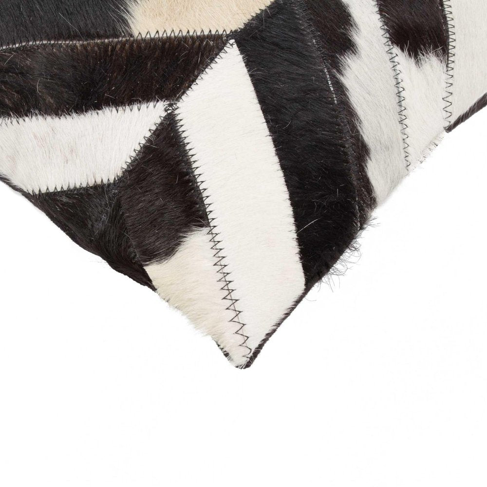 12" X 20" Black and Off White Chevron Cowhide Throw Pillow — view 2
