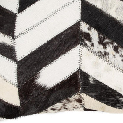 12" X 20" Black and Off White Chevron Cowhide Throw Pillow HomeRoots