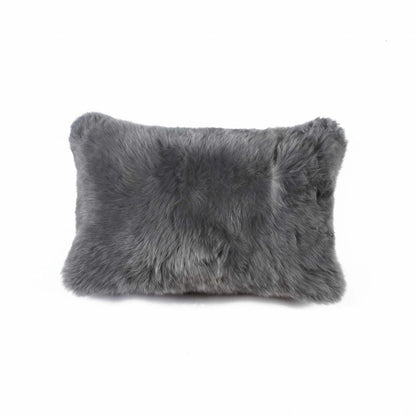 12" X 20" X 5" Gray Sheepskin  Pillow HomeRoots