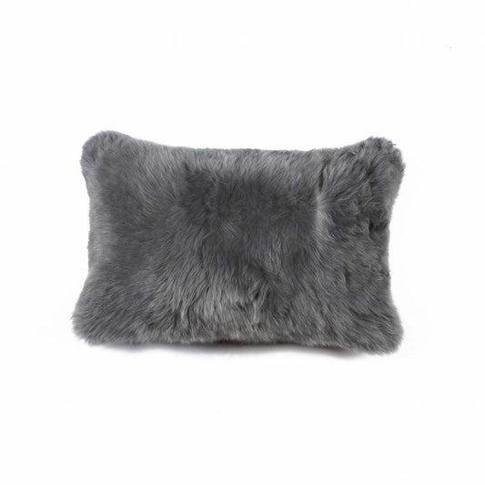 12" X 20" X 5" Gray Sheepskin  Pillow