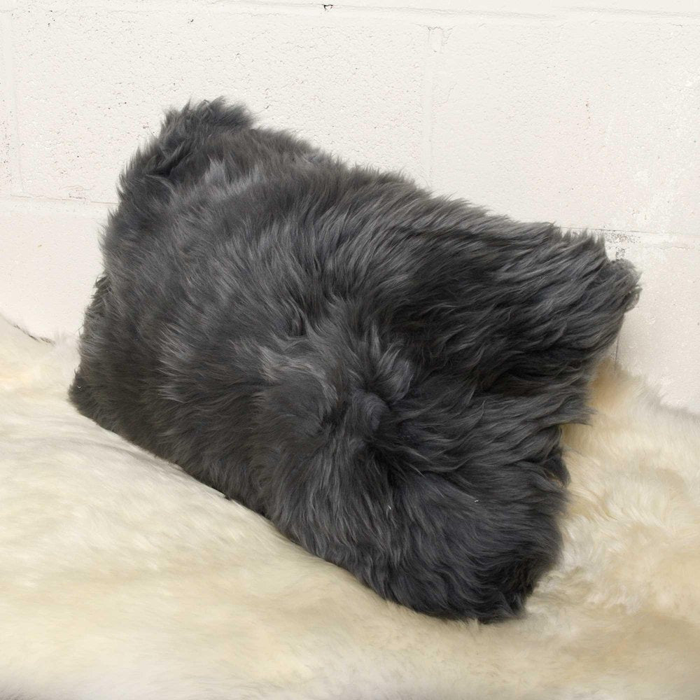 12" X 20" X 5" Gray Sheepskin  Pillow — view 3