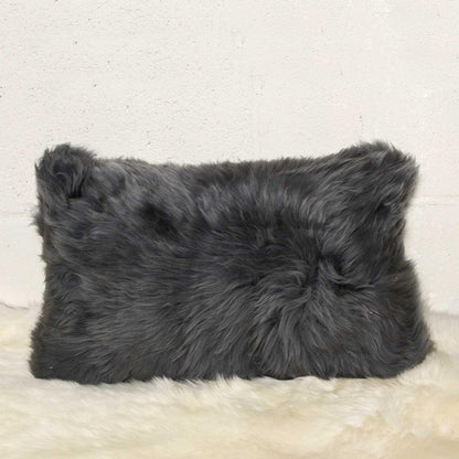 12" X 20" X 5" Gray Sheepskin  Pillow HomeRoots