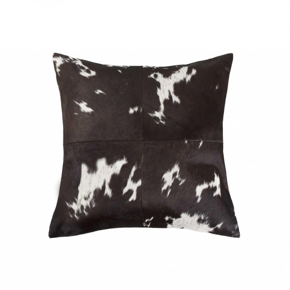 18" Brown and White Cowhide Cowhide Throw Pillow — view 1