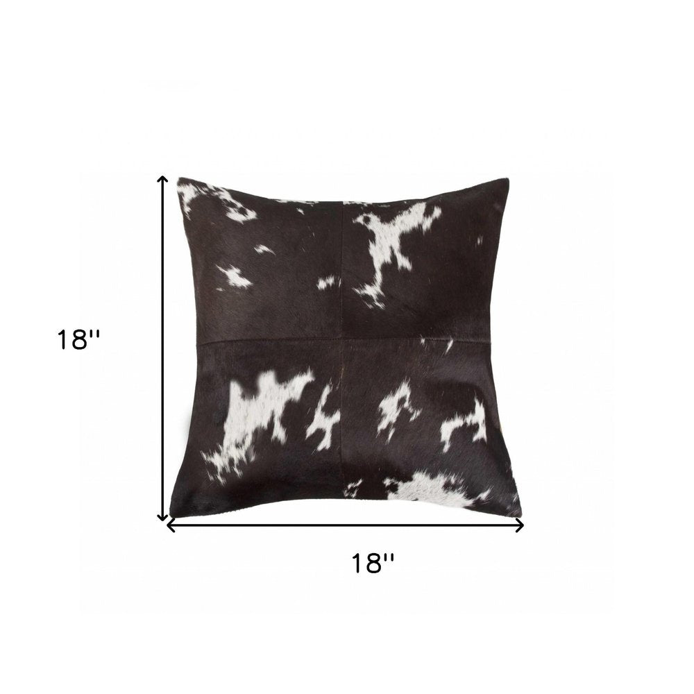 18" Brown and White Cowhide Cowhide Throw Pillow — view 3