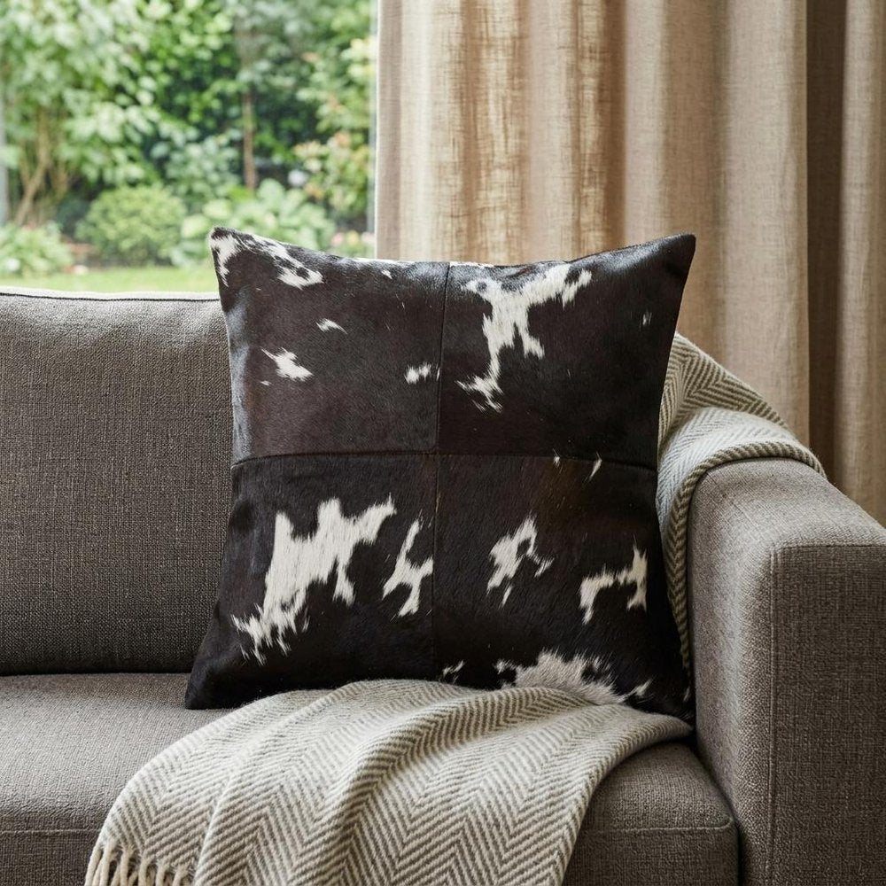 18" Brown and White Cowhide Cowhide Throw Pillow — view 5
