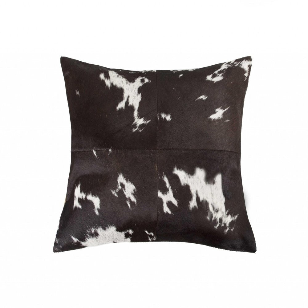 18" Brown and White Cowhide Cowhide Throw Pillow — view 4