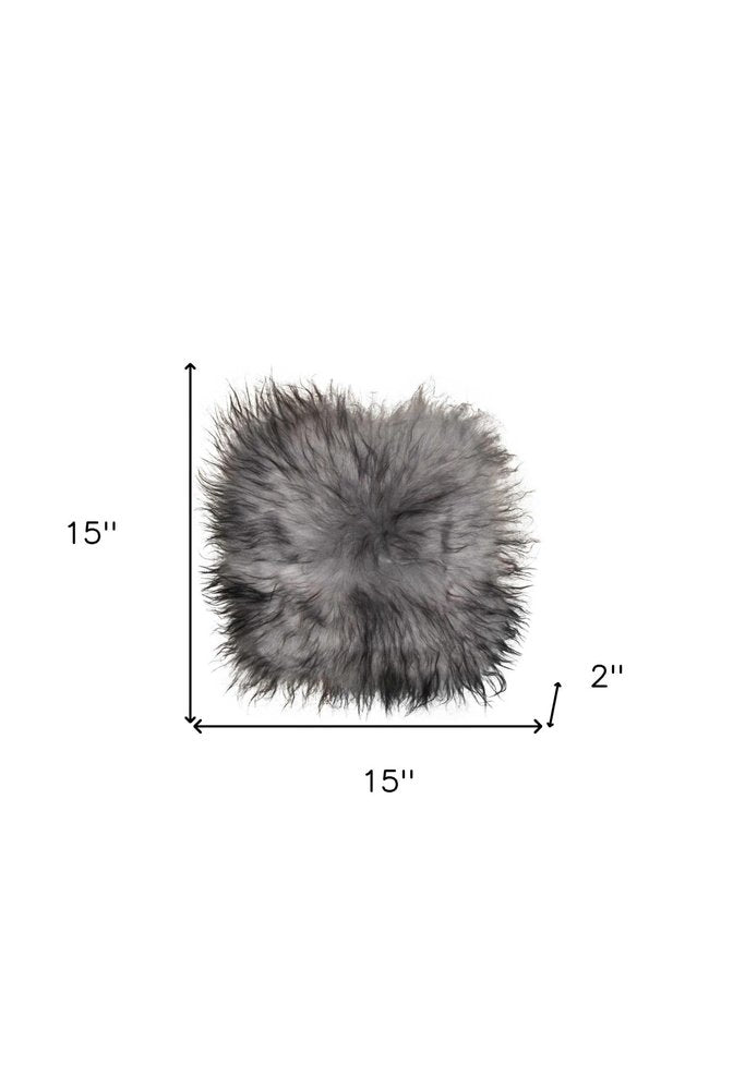 15" X 15" Silver Sheepskin Solid Color Dining Chair Pad HomeRoots