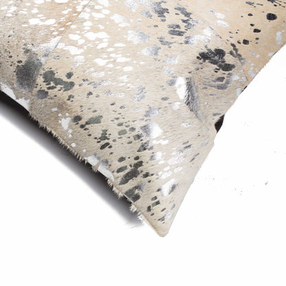 18" Silver and Gray Cowhide Throw Pillow