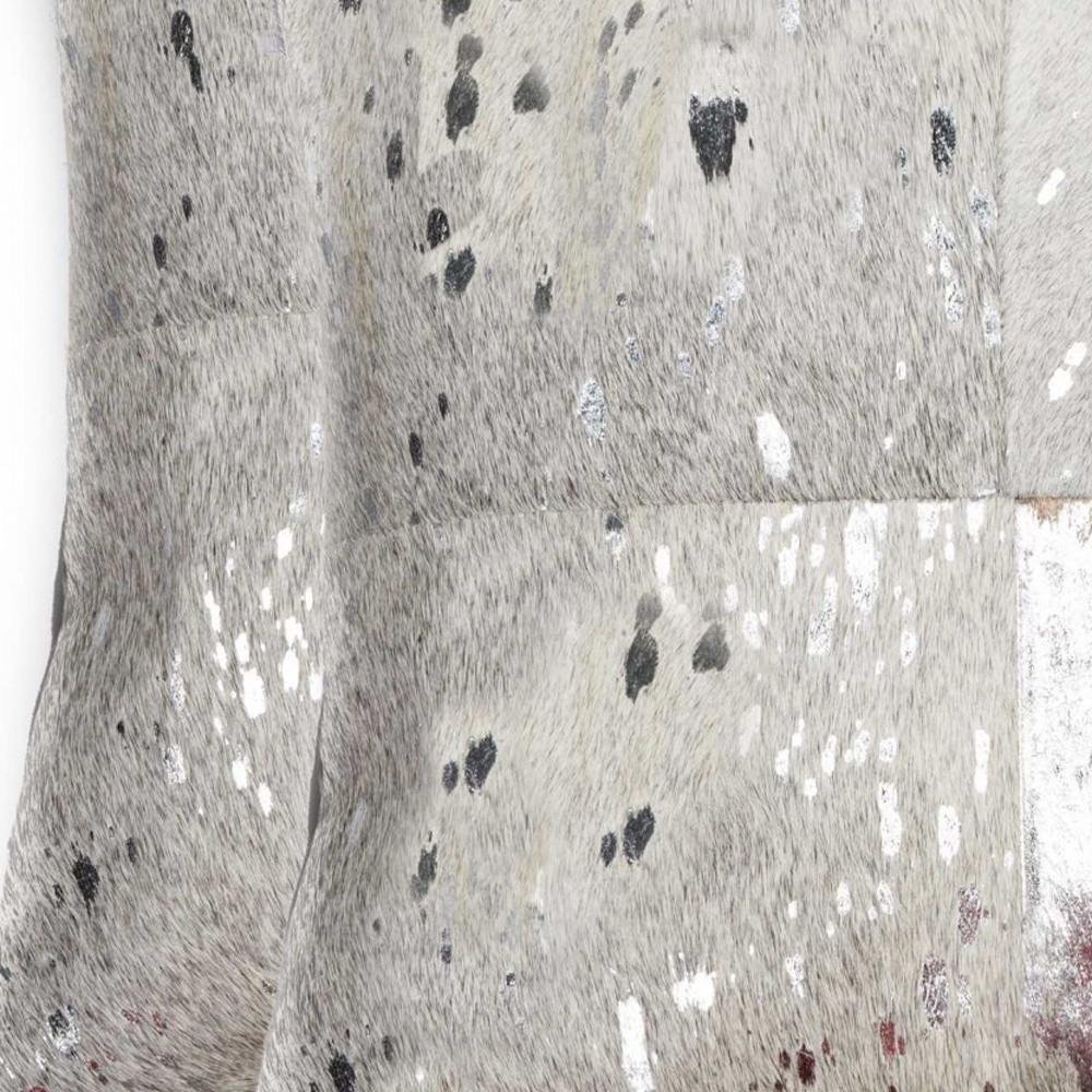 Set of Two Silver and Gray Cowhide Throw Pillow HomeRoots