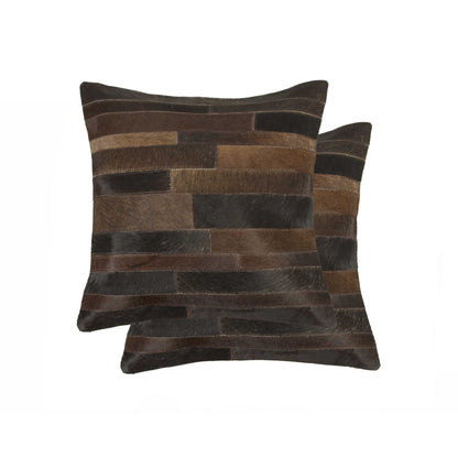 Set of Two Chocolate Cowhide Throw Pillow 5.0" (L) x 18.0" (W) x 18.0" (H)