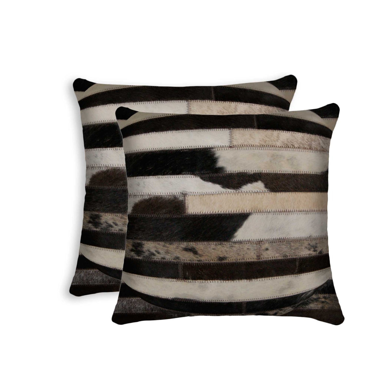 Set of Two Brown and Black Cowhide Throw Pillow