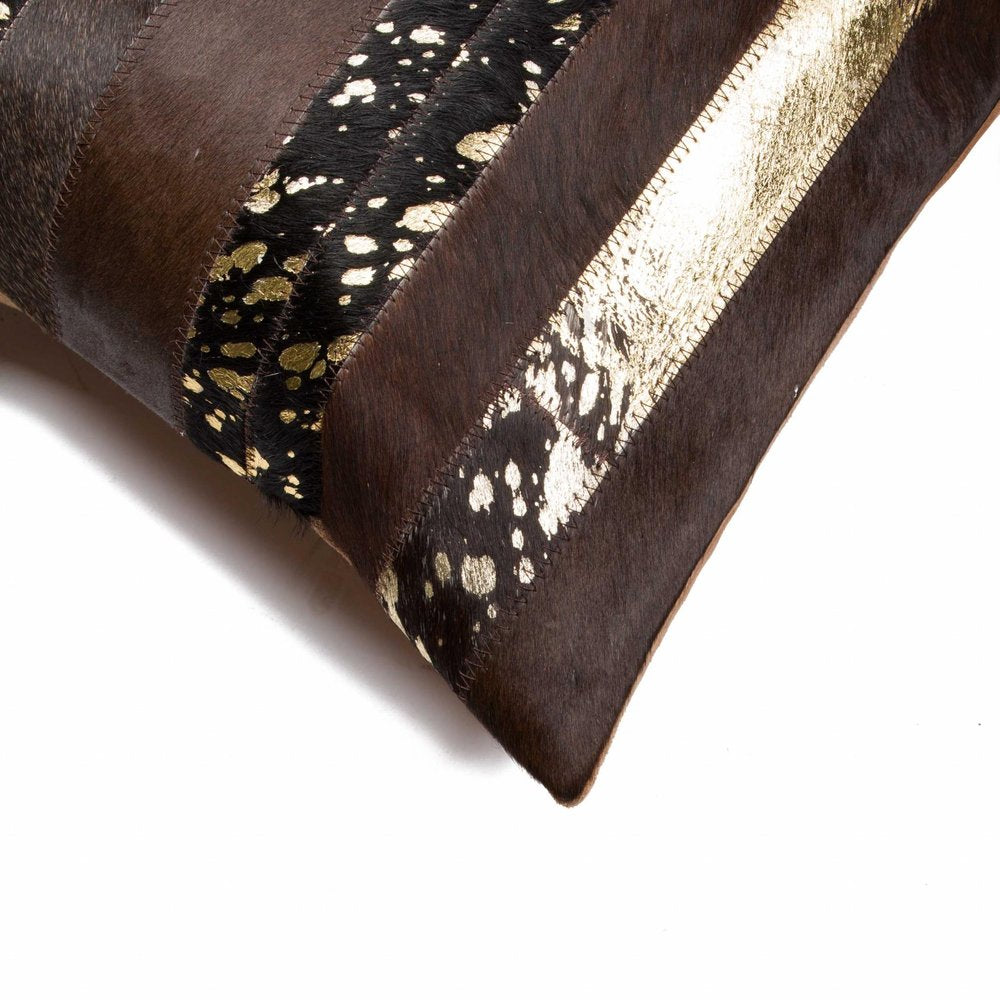 Set of Two 18" Chocolate Cowhide Throw Pillows — view 2