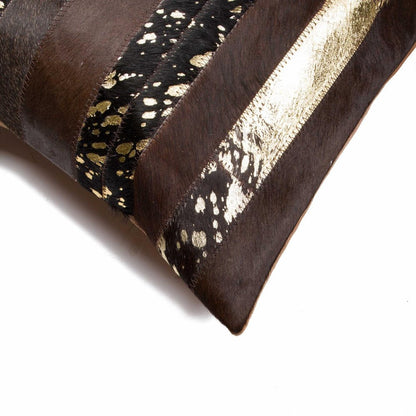 Set of Two 18" Chocolate Cowhide Throw Pillows HomeRoots