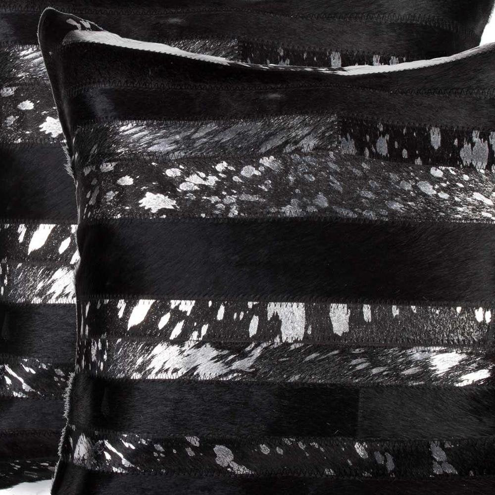 Set of Two 18" Gold and Black Cowhide Throw Pillows — view 4