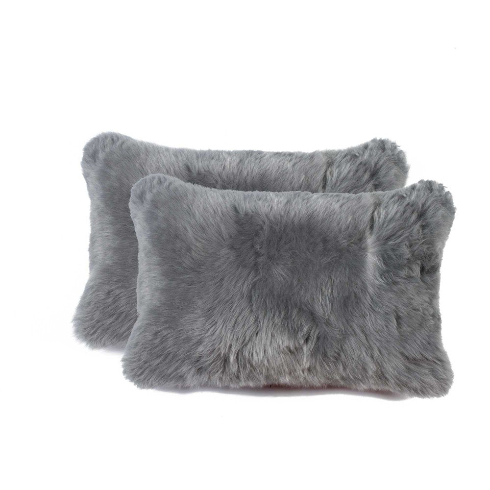 12" X 20" X 5" Gray Sheepskin  Pillow 2 Pack — view 1