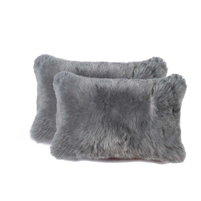 12" X 20" X 5" Gray Sheepskin  Pillow 2 Pack HomeRoots