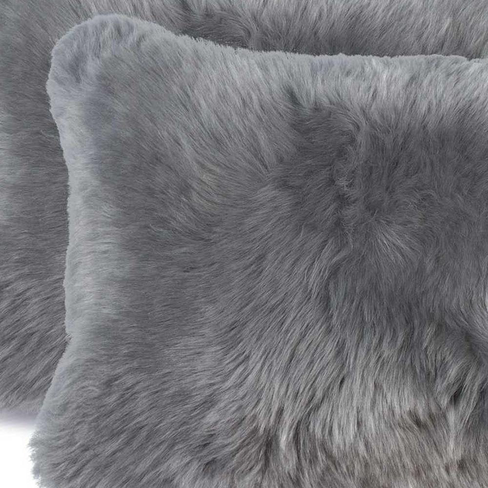 12" X 20" X 5" Gray Sheepskin  Pillow 2 Pack — view 5