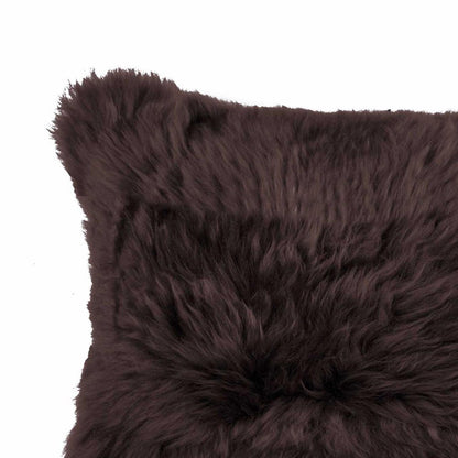 Rectangular Soft Chocolate Natural Sheepskin Fur Lumbar Pillow HomeRoots