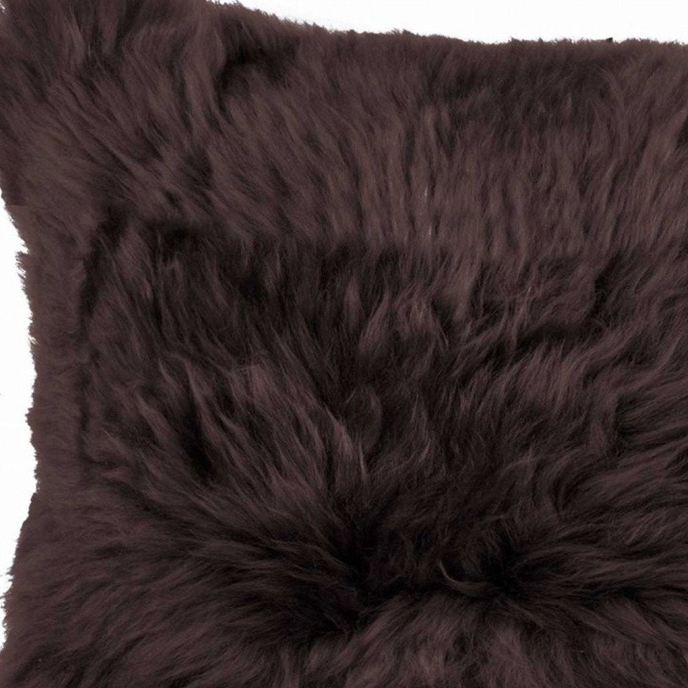Rectangular Soft Chocolate Natural Sheepskin Fur Lumbar Pillow HomeRoots