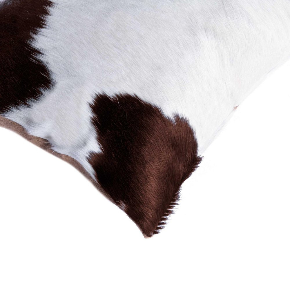 12" X 20" Brown and White Cowhide Throw Pillow HomeRoots