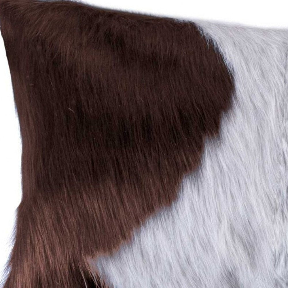 12" X 20" Brown and White Cowhide Throw Pillow — view 3