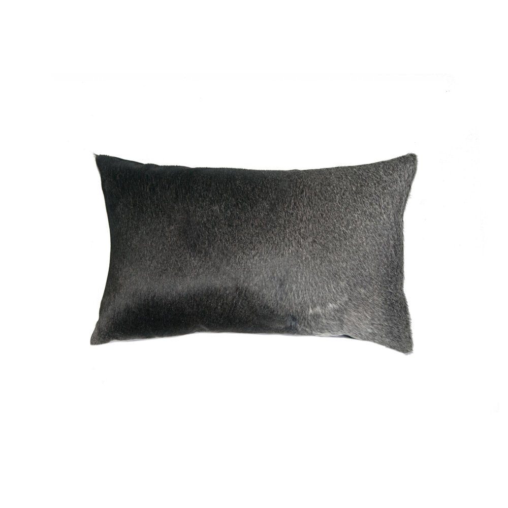 12 X 20 Gray And White Cowhide Throw Pillow — view 1