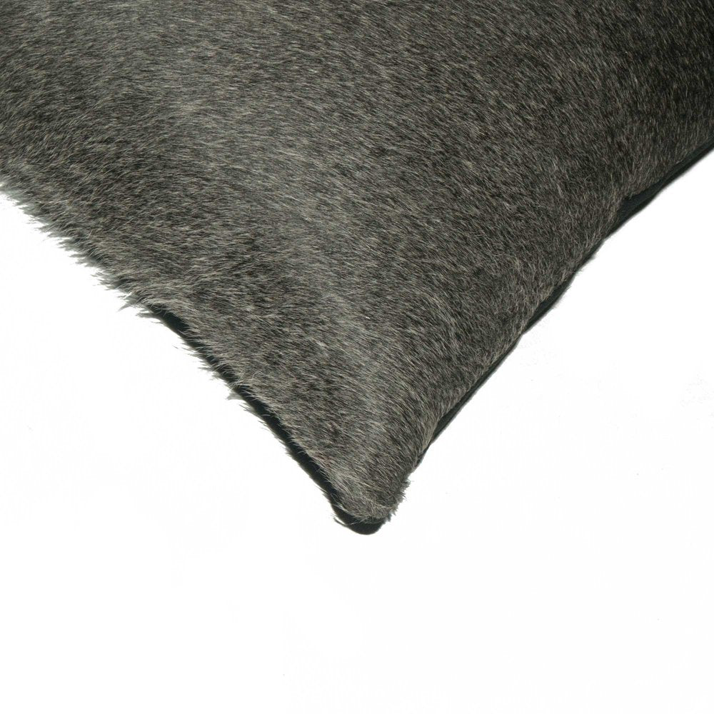 12 X 20 Gray And White Cowhide Throw Pillow — view 2