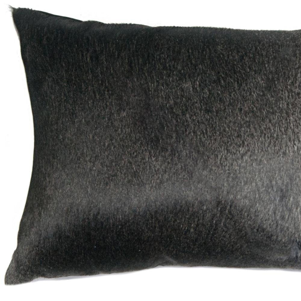 12 X 20 Gray And White Cowhide Throw Pillow — view 5
