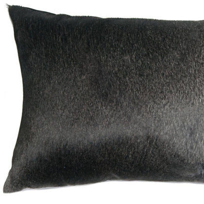12 X 20 Gray And White Cowhide Throw Pillow