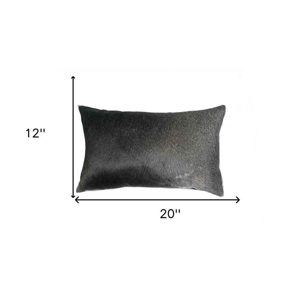 12 X 20 Gray And White Cowhide Throw Pillow
