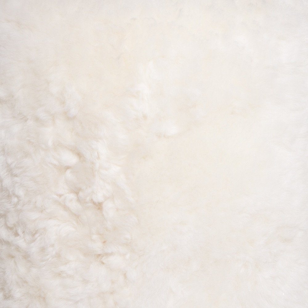 18" White Genuine Sheepskin Cylindrical Pouf Ottoman — view 4