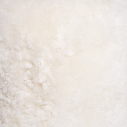 18" White Genuine Sheepskin Cylindrical Pouf Ottoman HomeRoots