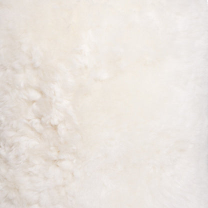 18" White Genuine Sheepskin Cylindrical Pouf Ottoman HomeRoots