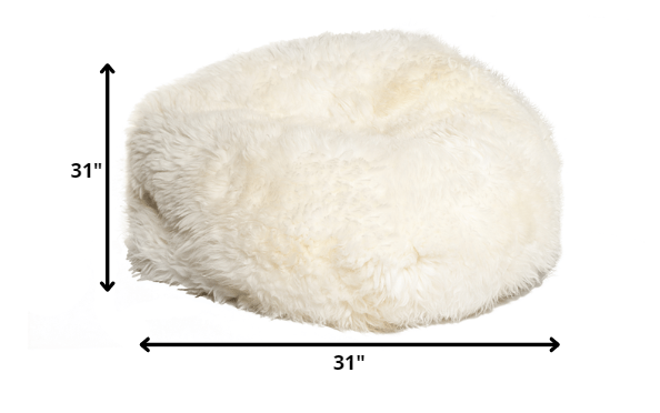 31" X 31" X 31" White Short-Hair Sheepskin Bean Bag