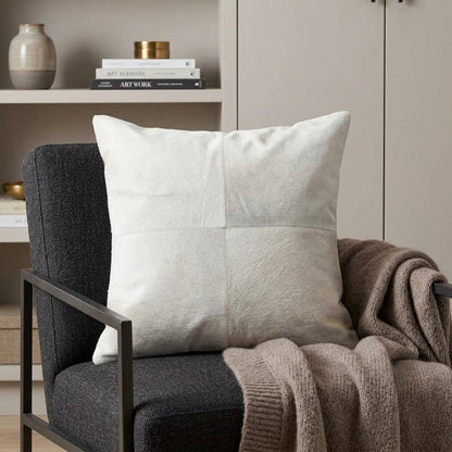 18" White Cowhide Throw Pillow HomeRoots